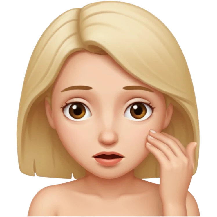 White woman naked and embarrassed in front of white man emoji