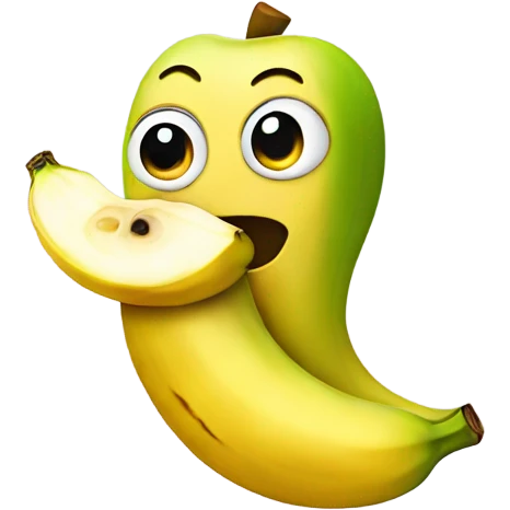 An apple eating a banana emoji