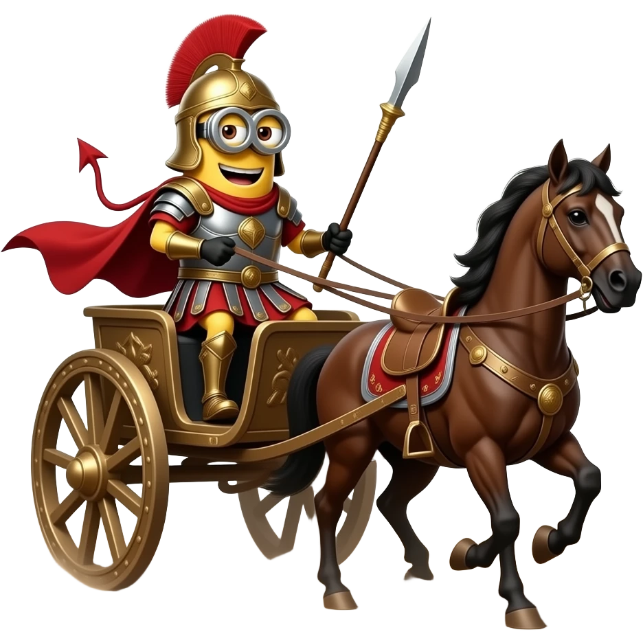 minion devil in roman armor on a roman chariot emoji