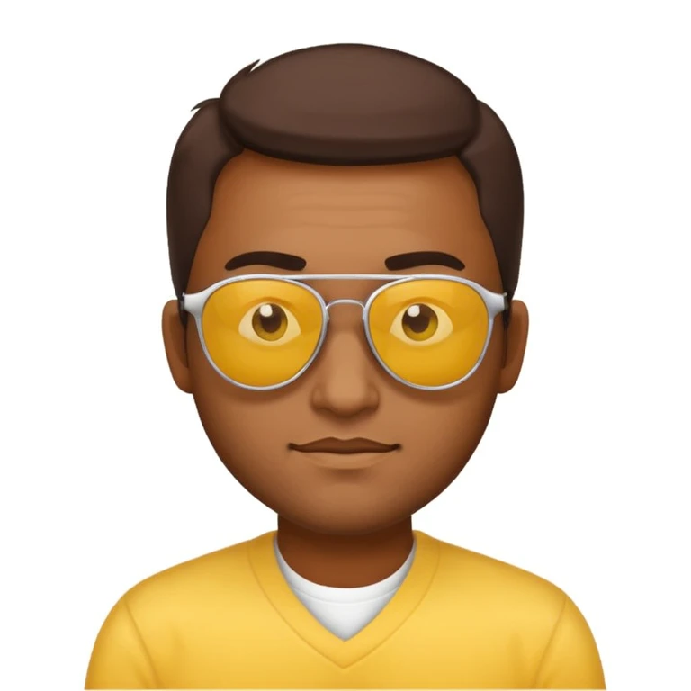 brown-skinned man with sunglasses, yellow background, classic emoji style, neutral expression emoji