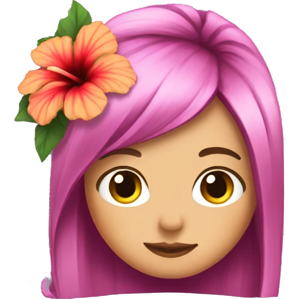 cute hibiscus in hair girl emoji emoji