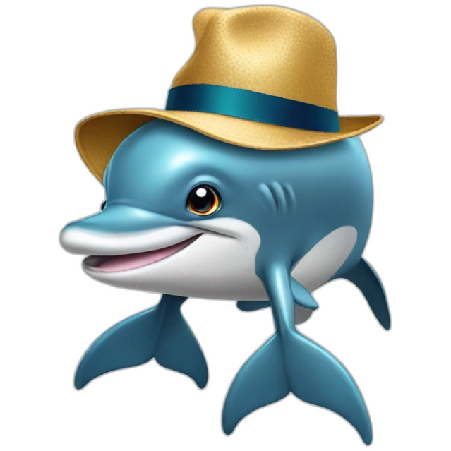 dolphin with hat emoji