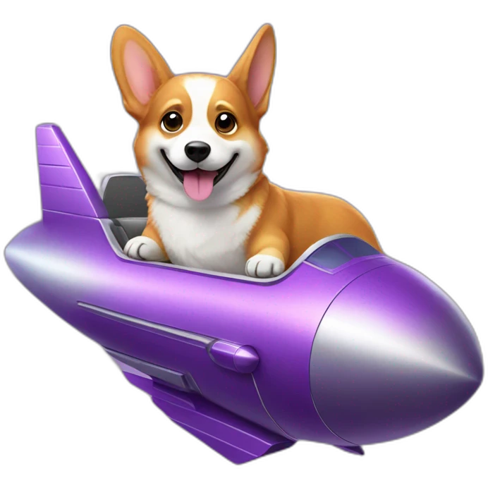 corgi riding purple spaceship emoji