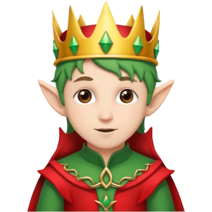 an elf with crown on the head, wearing black and red  emoji
