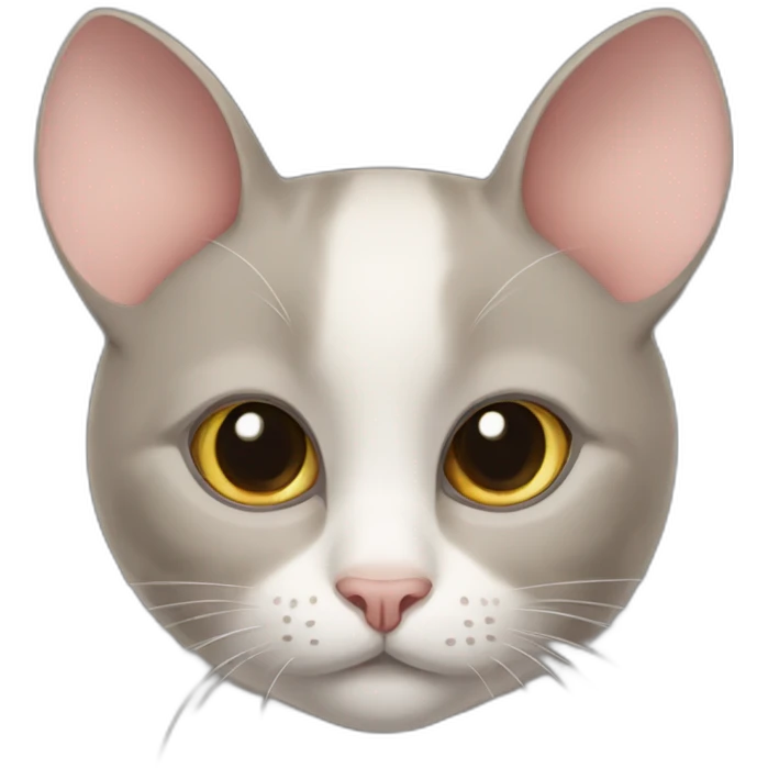 Mouse-colored cat with a round face emoji
