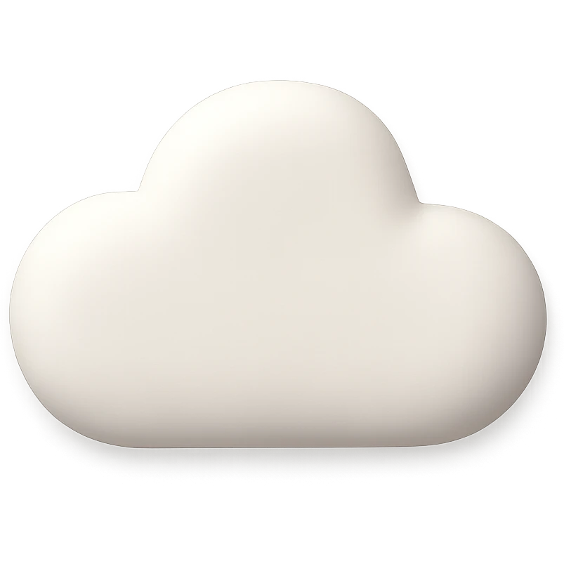 A simple cloud icon with soft puffy edges and a gentle appearance emoji