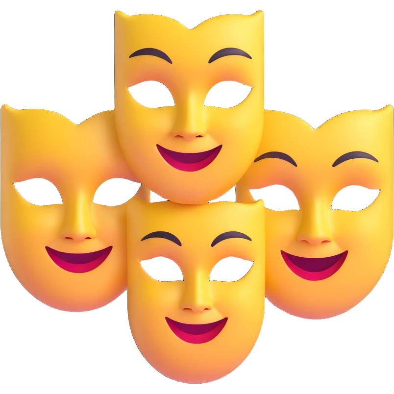 two theatre masks comedy and tragedy, happy and sad face masks emoji