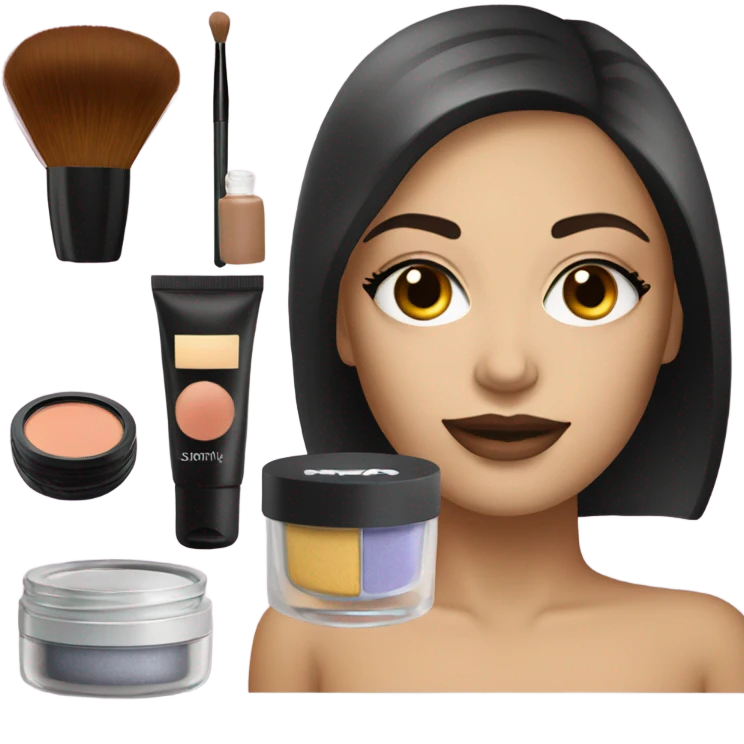 Makeup kit and a white girl emoji