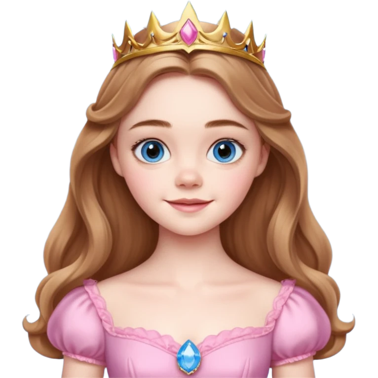 Elle fanning as princess Aurora in Maleficent but with brown hair and blue eyes emoji