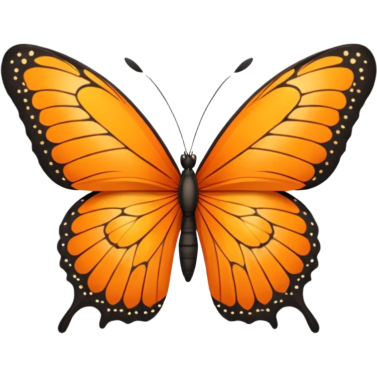 Realistic side view orange butterfly emoji