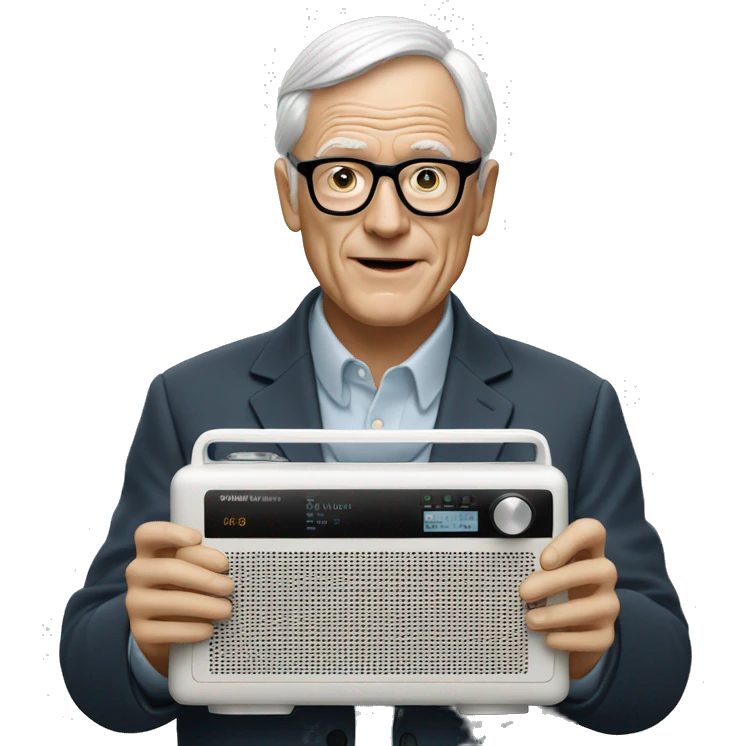 dieter rams holding a  braun radio emoji