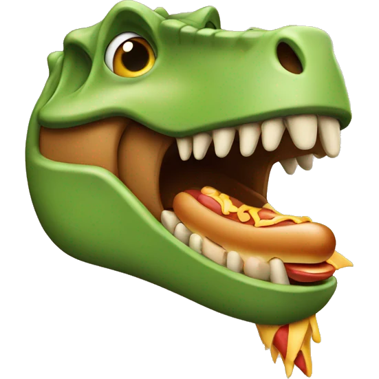 Dinosaur eating hot dog emoji