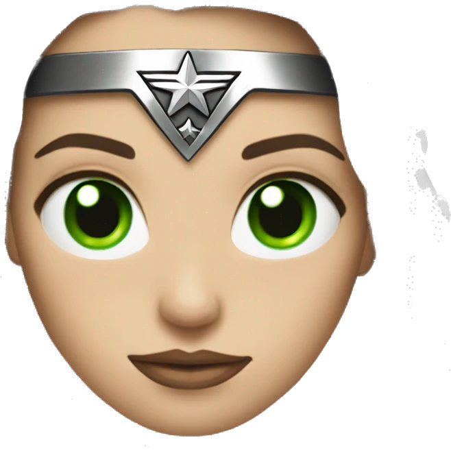 wonder woman superhero emoji with green eyes emoji