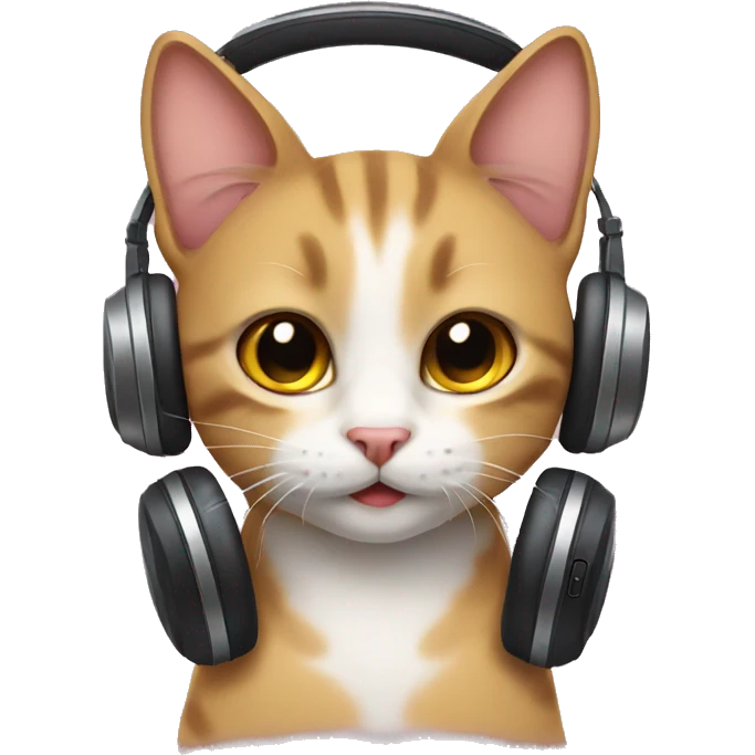 Cat with headphones cute emoji