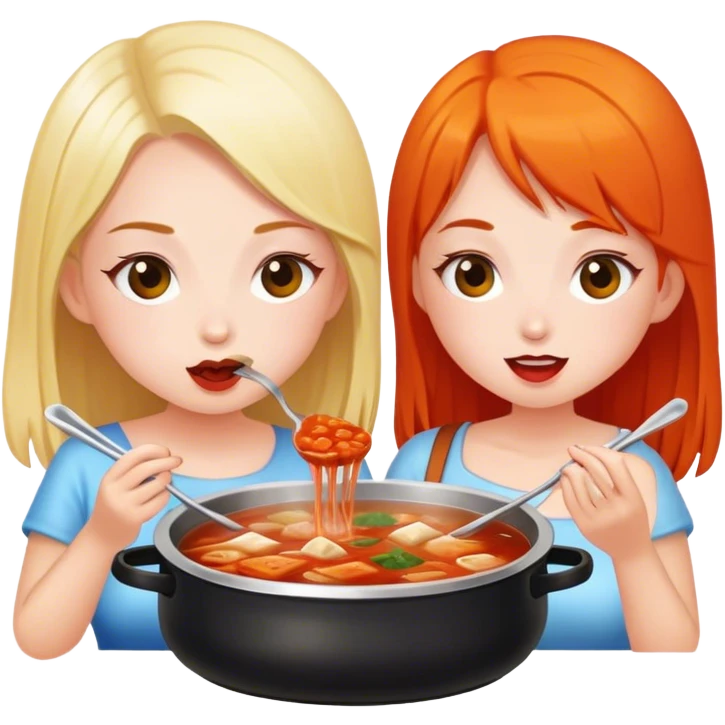两个女孩吃火锅 emoji