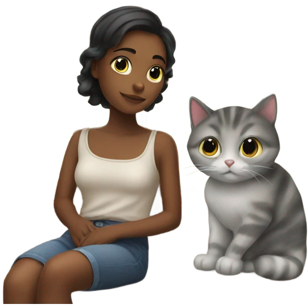 Pretty girl with cat by window emoji