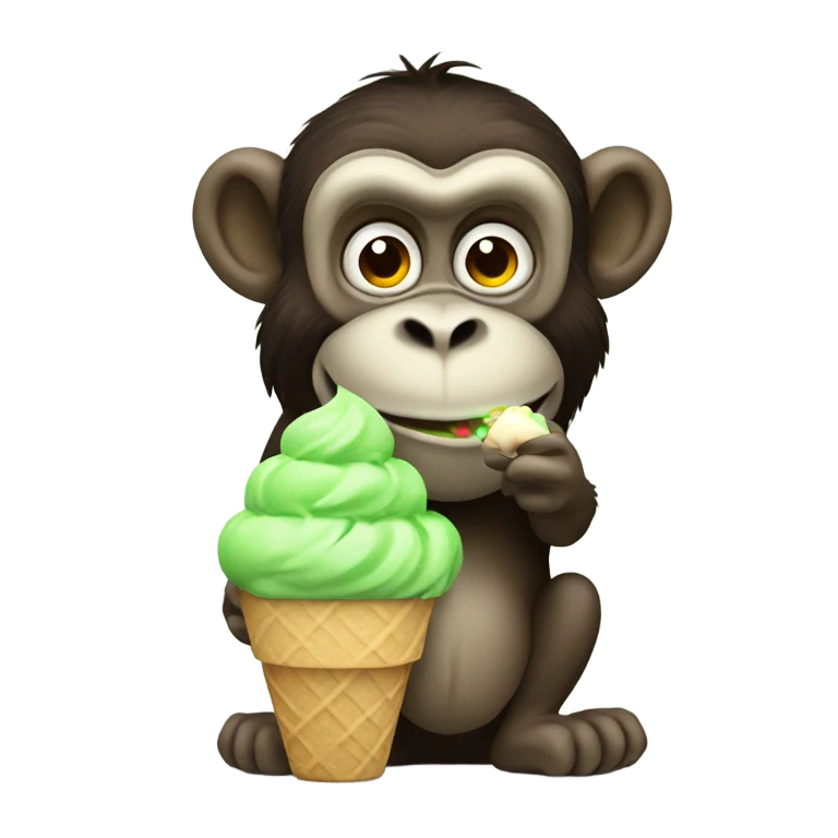 Big monkey eating green ice cream emoji