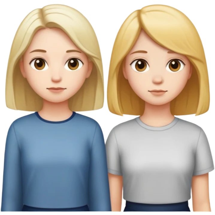 A girl with long hair and a girl with short hair stand side by side emoji