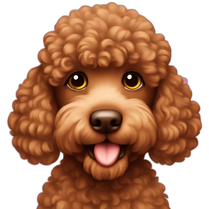 Brown poodle with heart emoji