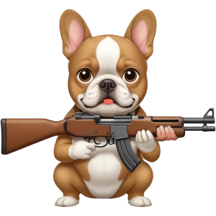 French bulldog shooting a rifle emoji