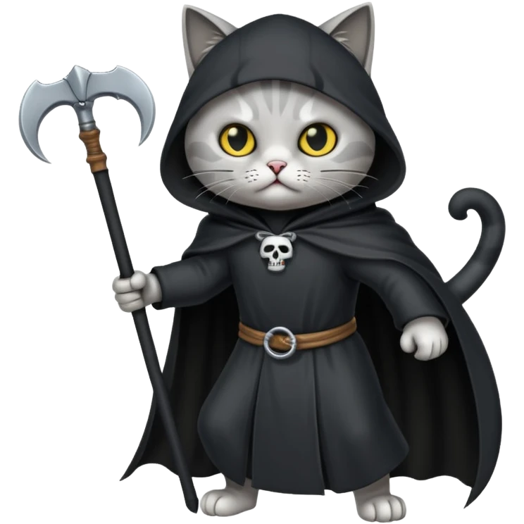 cat winning a fight with the grim reaper emoji