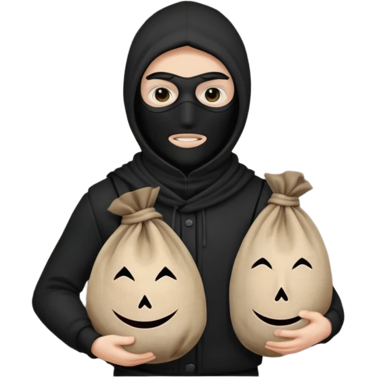 Thief in black mask holding sack emoji