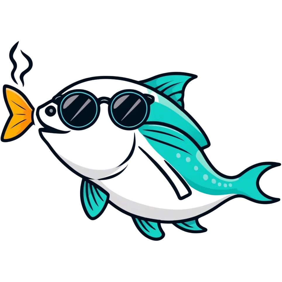 Fish smoking a blunt with sunglasses  emoji