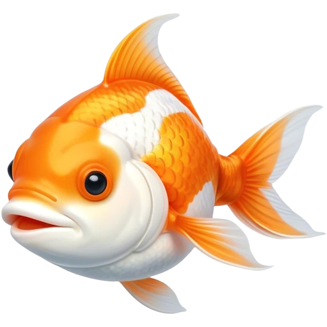 Meme-Worthy Cute Sleeping Orange and White Goldfish Portrait Emoji, Head resting peacefully with a contented smile, showcasing a streamlined, graceful body with a luxuriously soft blend of orange and white, eyes closed in a serene, floating nap, Simplified yet hilariously adorable features, highly detailed, glowing with a soft, drowsy light, high shine, relaxed and utterly lovable, stylized with an air of playful laziness, bright and heartwarming, soft glowing outline, capturing the essence of a comically sleepy goldfish, so meme-worthy it feels like it could instantly become the next viral sensation of adorable slumber! emoji