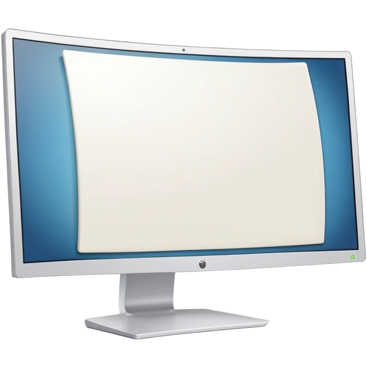 Create a professional emoji for UX/UI design. Show a curved monitor with 2 windows : one displaying white empty page, and the other showing the completed web interface. Use modern, professional colors. Do not include any emojis or smiley faces. Make the background transparent. emoji