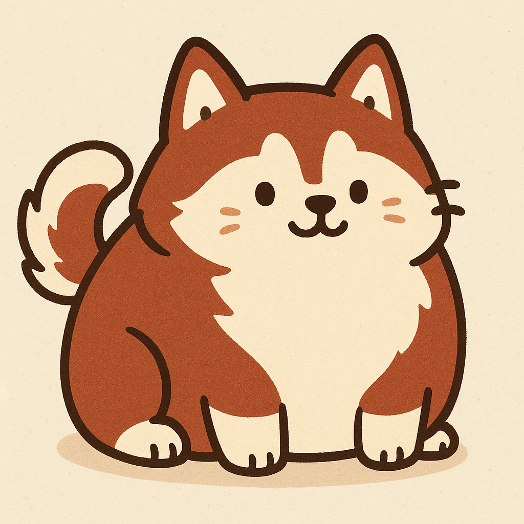 pusheen-style chonky red siberian husky emoji