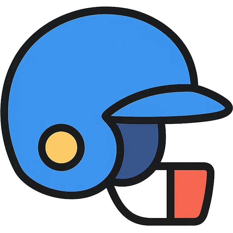 baseball helmet, color outline icon style, clean lines, simple details emoji