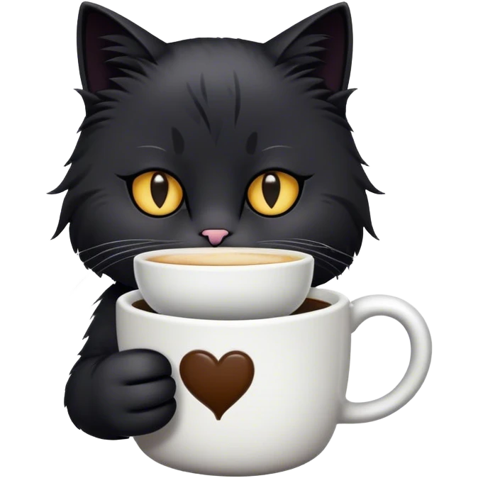 emo cat with coffee emoji