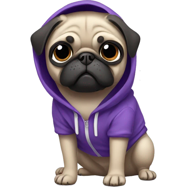 pug wearing purple hoodie emoji