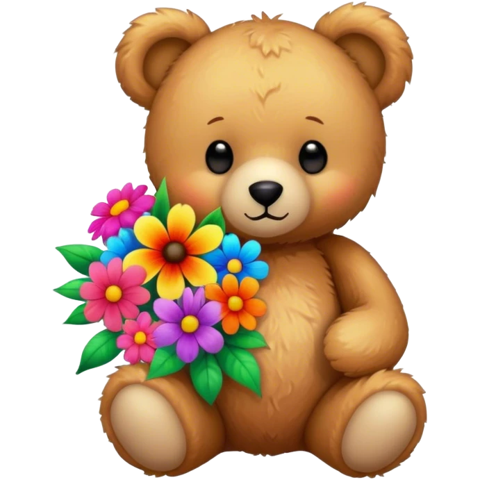 teddy bear holding bouquet emoji