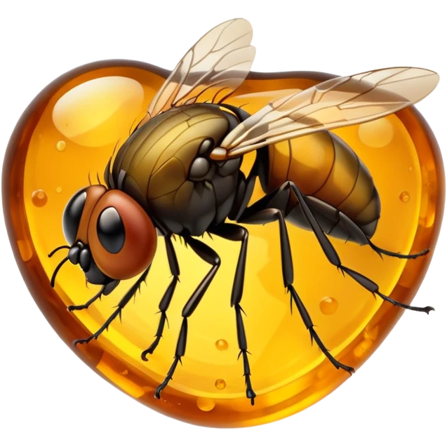 A tiny fly trapped in a huge lump of amber  emoji