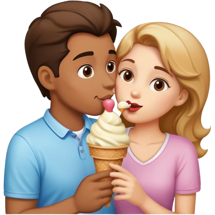Couple kissing with icecream  emoji