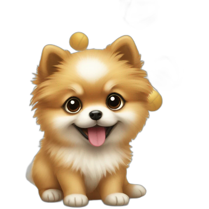 Pomeranian Puppy playing with a ball emoji