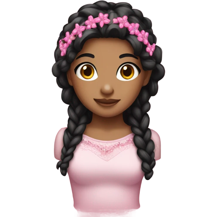 Cute girl with black hair and pink accessories  emoji