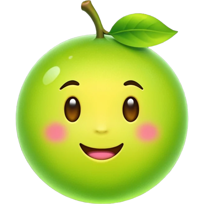 A single neon yuzu, iPhone emoji style, glossy and smooth, vibrant neon green color, high detail, simple and cute design, isolated on white background, centered composition


 emoji