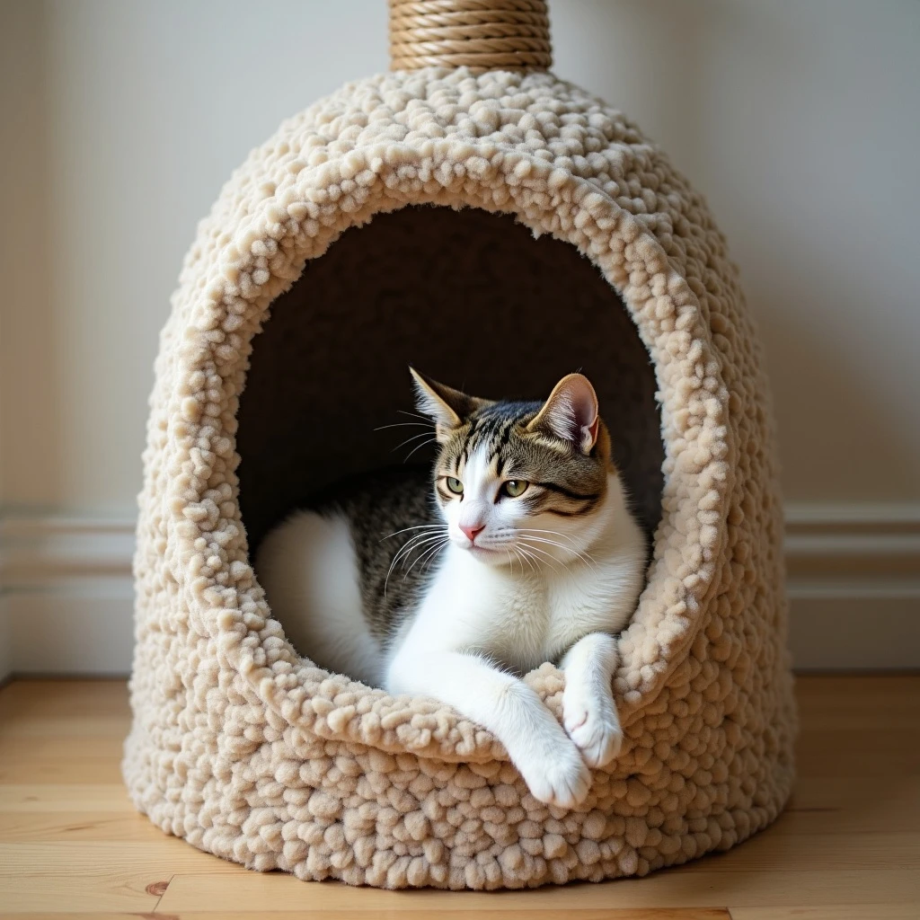 cats relaxing in a vertical playhouse emoji