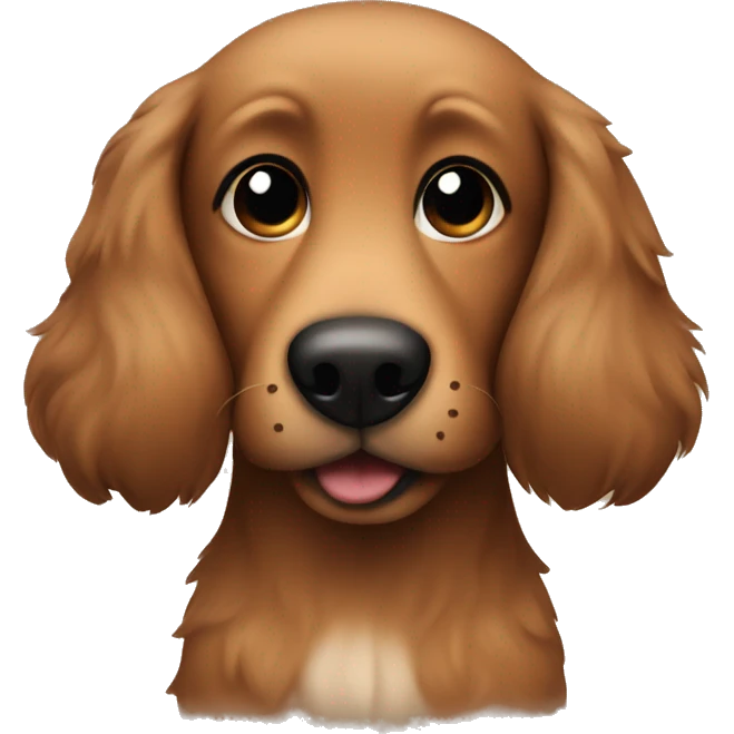 Cute Brown dog  with black long fluffy ears  emoji