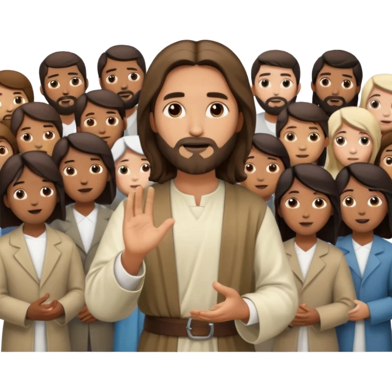 Jesus teaching a crowd of contemporary people emoji