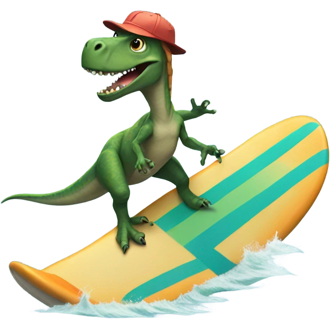 Dinosaur riding a surfboard  emoji