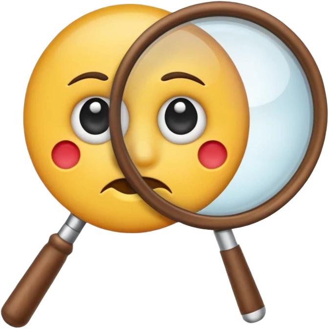 serious emoji with magnifying glass with white handle emoji