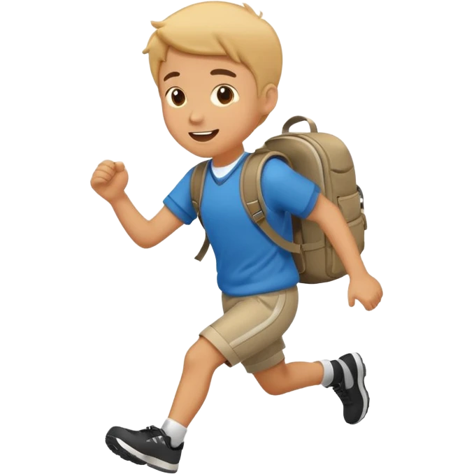 An emoji of a running schoolboy with a backpack, in a simplified, vector-like style similar to common emojis. Focus on clear silhouette and dynamic pose. emoji