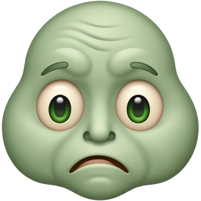 stinky smelly emoji face with greenish tint, cartoon style, wavy stink lines, wrinkled nose emoji