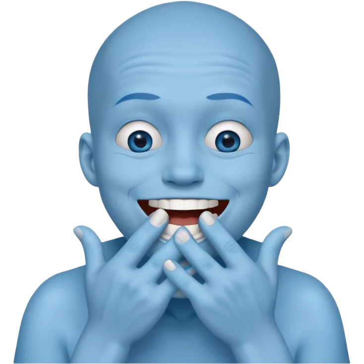 A blue face laughing out loud while covering it's mouth with his hands emoji