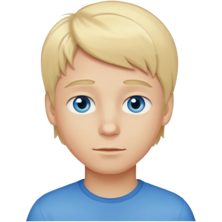 Emoji chlopak z blond włosami które będą rozsztrzepane i niebieskimi oczami emoji