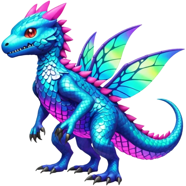 colorful neon-colored Fakémon-Digimon-Fionbri-Trico-creature (full body) emoji