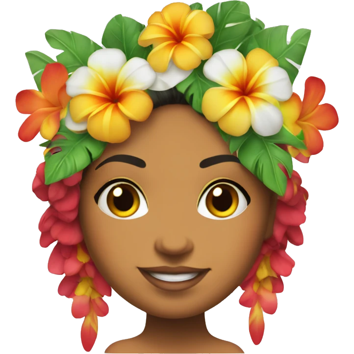 tahitian dancer with flowers in her head emoji